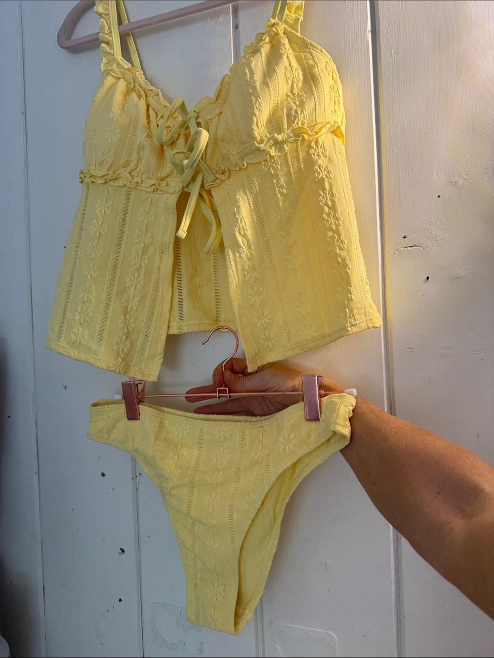 Zaful Yellow Floral-Textured Bikini Set